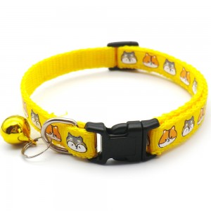 Customized Adjustable Cartoon Pattern Cat Collar with Bell