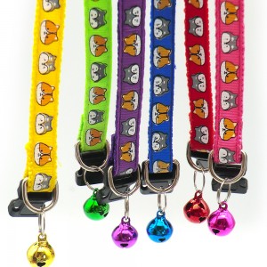 Customized Adjustable Cartoon Pattern Cat Collar with Bell