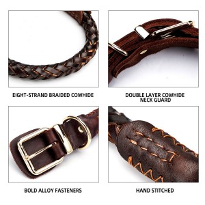 Customized Breathable Cowhide knitting Pet Collars