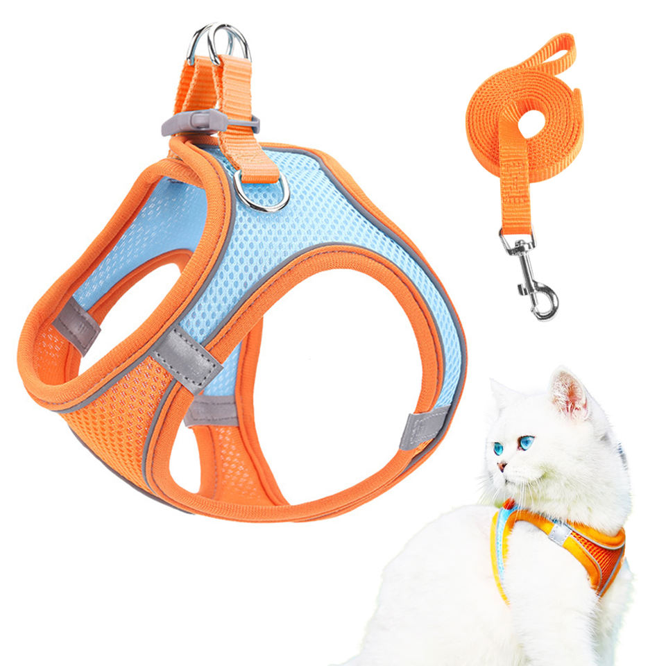 Durable Reflective Breathable Mesh Cat Harness Set