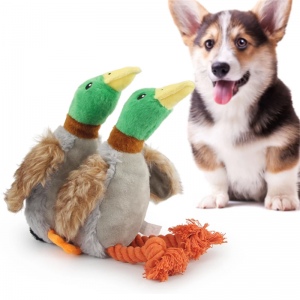 Durable Duck Shape Interactive Soft Squeaky Pet Plush Toy