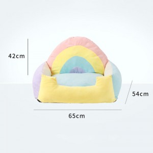 Soft Rainbow Winter dị mma na-ekpo ọkụ Pet Sofa Bed