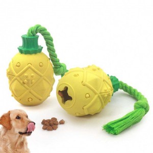 Mainan Pengumpan Anjing Interaktif Bentuk Nanas Karet Lucu
