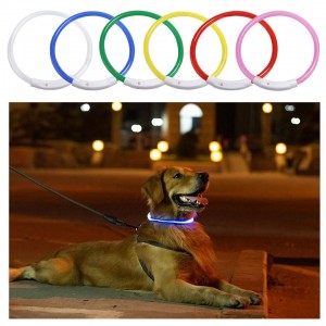 Kebul na Cajin Dare Tsaro mai walƙiya Glow Dog Collar
