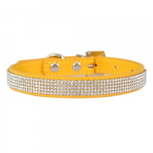 Luxury Adjustable Bling Crytal Diamond PU Dog Collar
