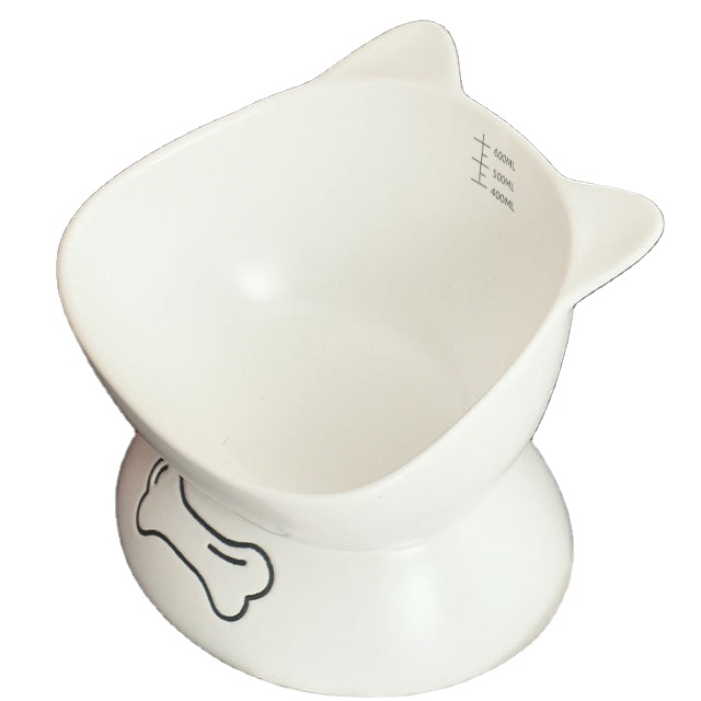 Ceramic Elevated Pet Fooding Bowl with Tick Marks
