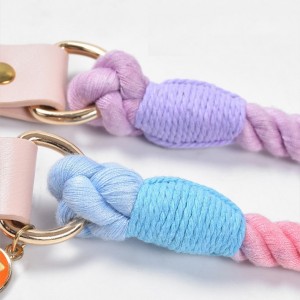 I-Luxury Cotton Rope Pet Collar ne-Leash Set