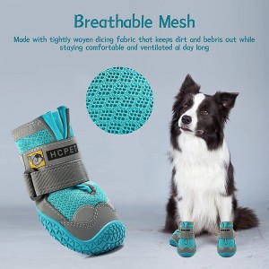 4Pcs/Set Non-slip Breathable Pet Shoes nga adunay Reflective Strips