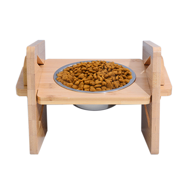 Bamboo Adjustable Detachable Pet Feeding Bowl