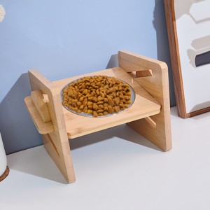 Bamboo Adjustable Detachable Pet Feeding Bowl