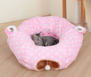 Мултифункционална кадифен тунел Интерактивна играчка за тунел за мачки со топка