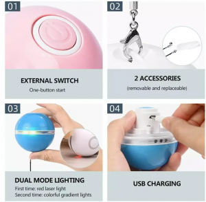 USB Şarj Edilebilir Akıllı Otomatik Dönen Kedi Oyuncak Topu