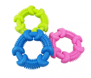 Brinquedos duráveis ​​da mastigação do cão do anel da limpeza dos dentes da forma redonda de TPR