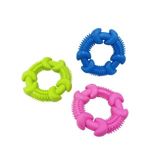 Izturīgas TPR apaļas formas zobu tīrīšanas gredzens suņiem košļājamās rotaļlietas