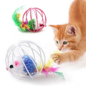 Comerç a l'engròs Vareta de plomes amb bola de joguina interactiva per a gats amb campana