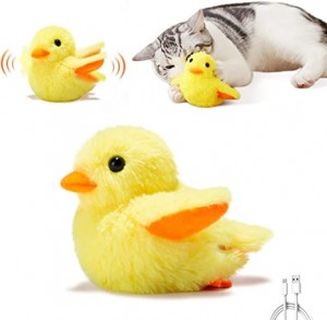 Mainan Kucing Interaktif Catnip Bebek Mewah Mengepakkan Sayap Lembut yang Dapat Dicuci