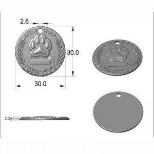 Custom Ancient Bronze Metal Footprint Dog Id Pendant