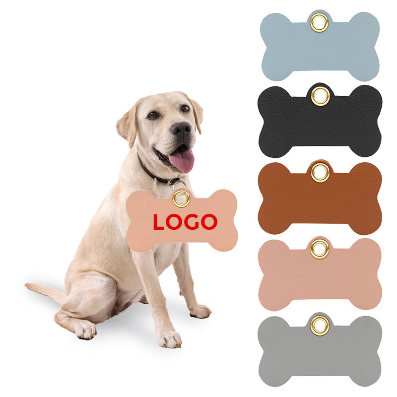 Custom Logo PU Leather Engraved Pet ID Name Tag