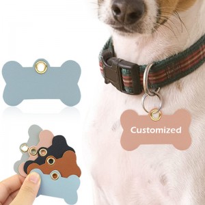 Logoya Custom PU Leather Engraved Pet ID Name Tag
