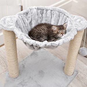 Venda quente Móveis para animais de estimação Árvore de gato de sisal de madeira de pelúcia com rede
