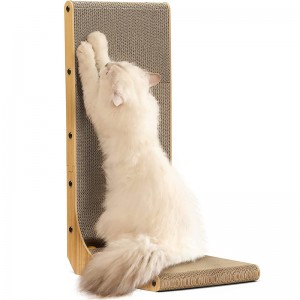 Ny design vertikal L-form Cat Scratcher Lounge kartongleksak