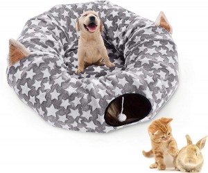 سرير ألعاب نفق القطط التفاعلي الناعم القابل للغسل مع الكرة