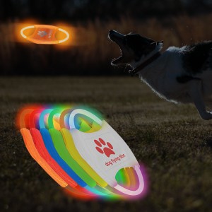 Usb վերալիցքավորվող LED թռչող սկավառակ բացօթյա շների խաղալիքներ