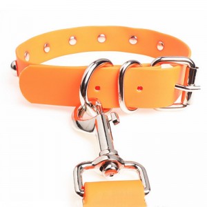 Maharitra Adjustable Rivet PU Leather Collar Leash