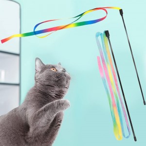 Venta al por mayor de juguetes interactivos personalizados con varita arcoíris para gatos
