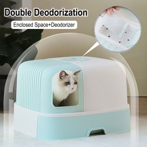 Semi-Enclosed Self Cleaning Cat Litter Toilet With Lid And Drawer