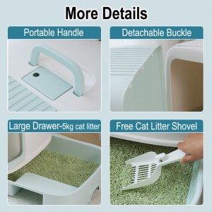 Semi-Enclosed Self Cleaning Cat Litter Toilet With Lid And Drawer