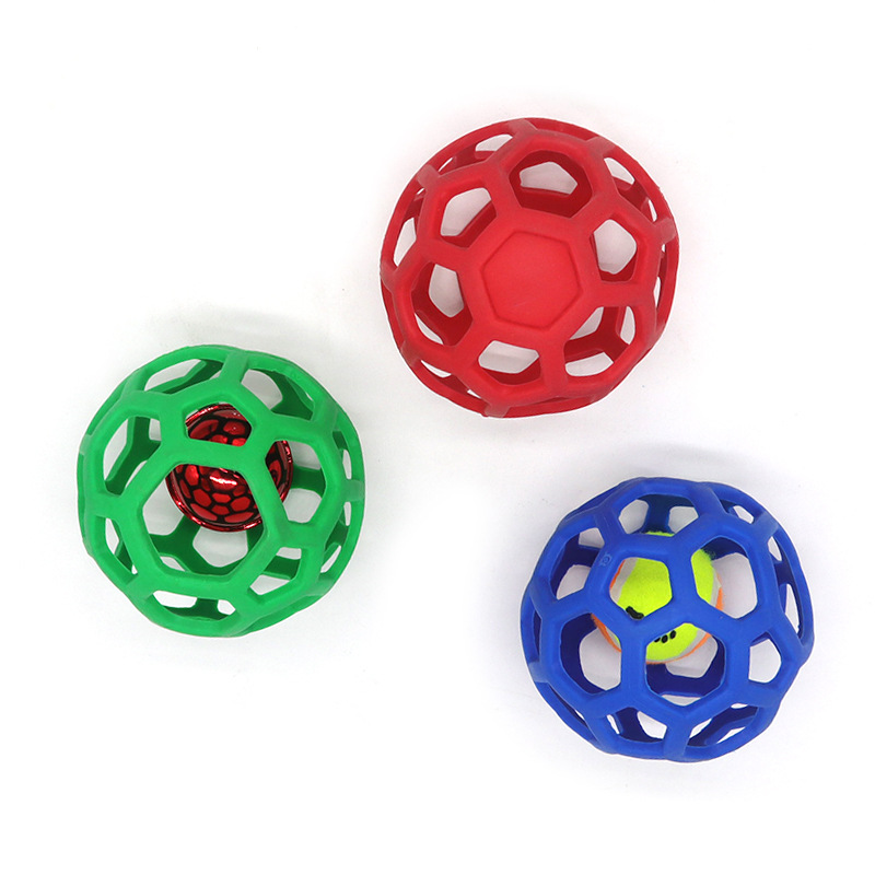 Hot Sale Interactive TPR Dog Hollow Ball Toys With Bell
