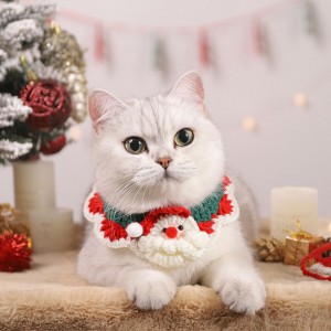 Collar ajustable de la bufanda del pañuelo del tejido del gato de la Navidad
