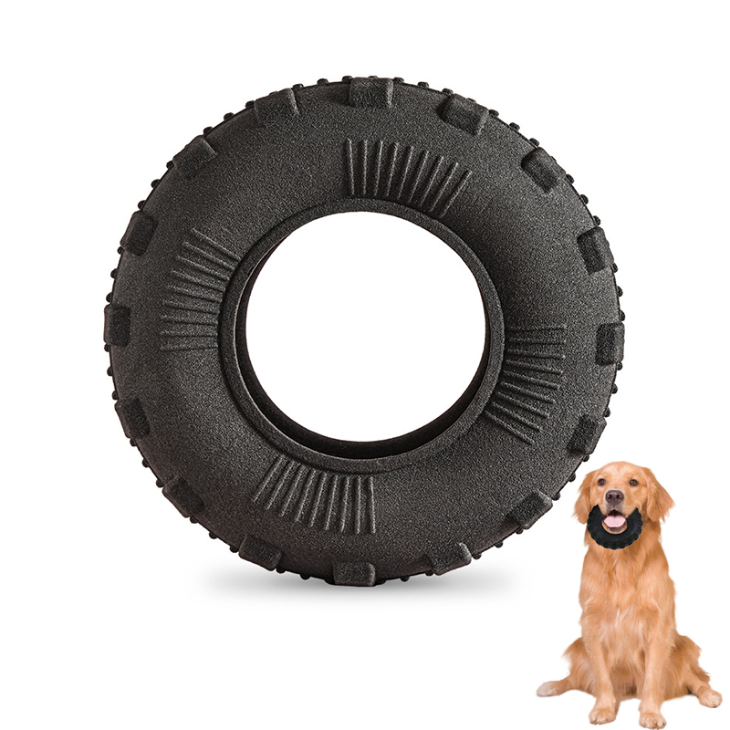 Durable TPR Tyre Shaped Teeth Clean Bite Resistant Dog Toys
