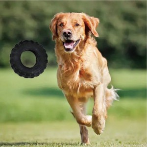 टिकाऊ टीपीआर टायरच्या आकाराचे दात स्वच्छ चाव्याला प्रतिरोधक कुत्र्याची खेळणी