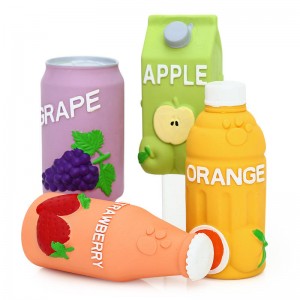 Mest solgte Latex Orange Frukt Juice Flaske Form Hundeleke