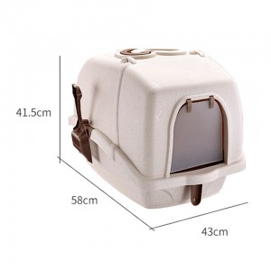 Large Space Enclosed Pet Cat Litter Box With Spoon
