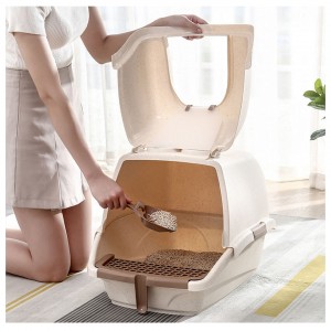 Large Space Enclosed Pet Cat Litter Box With Spoon
