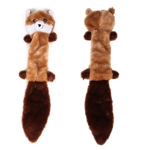 Fox Raccoon Squirrel Design No Stuffing Dog Squeaky Plash Toys