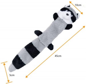 Fox Raccoon Squirrel Design No Stuffing Dog Squeaky Plush Toys