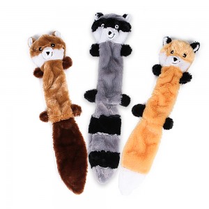Fox Raccoon Squirrel Design Walay Stuffing Dog Squeaky Plush Toys