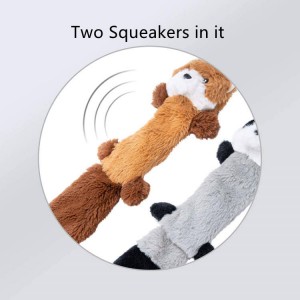 Fox Raccoon Squirrel Design Kitömés nélkül nyikorgó plüssjátékok