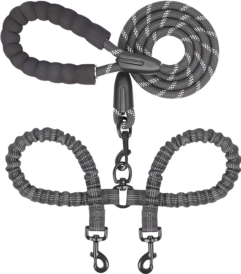 Pet Leash Shock Absorbing Bungee For Two Dogs
