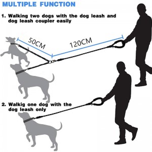 Pet Leash Shock Absorbing Bungee For Two Dogs