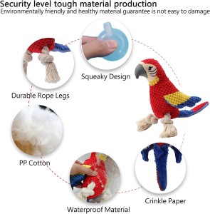 Bird Shape Plush Squeaky Interactive Stuffed Dog Chew Toys