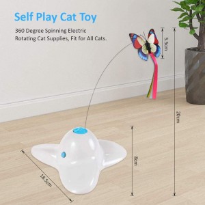 Brinquedo interativo giratório elétrico para gatos com borboleta