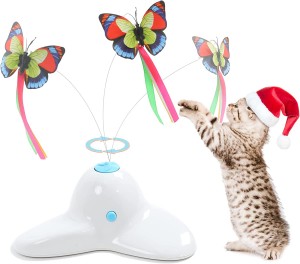 Mainan Interaktif Kucing Tongkat Penggoda Kupu-kupu Berputar Elektrik