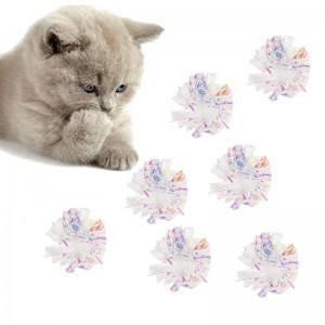 Kitten Playing Candy Colored Crinkle Balls Cat Toys With Sound
