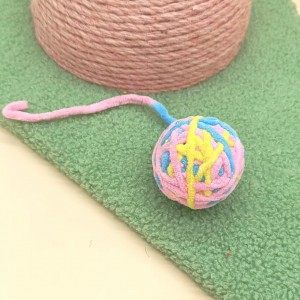New Colorful Woolen Cat Teasing Chew Toys Ball with Bell