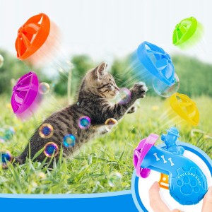Xoguete de seguimento de gatos lanzador de discos voadores por xunto